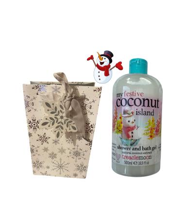 Treaclemoon My Festive Coconut Island Bath & Shower Gel (500 ml) with a Gift Bag. Gift for Birthday Friend Family Colleague.
