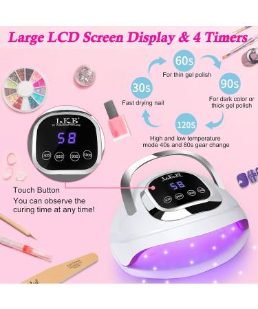 UV Nail Lamp 268W UV Lamps for Gel Nails with 4 Timer Setting/Large LCD Touch Screen Fast Curing Lamp Nail Dryer for Toenail Home Salon white&black - Buy Online on GoSupps.com