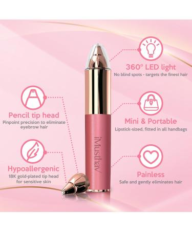 Tondeuse sourcils pour femme - Portable et indolore - pilateur lectrique pour sourcils nez et oreilles - T te plaqu e or 18 carats avec lumi re LED 360 pour une pilation impeccable Rose M tallis Travel Size Brow - Buy Online on GoSupps.com