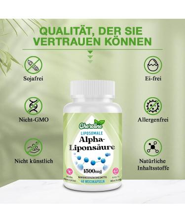 Cheroline Liposomal Alpha Lipoic Acid 1500 mg Soft Capsules - High-Dose ALA Acetyl L-Carnitine 900 mg Ubiquinol 100 mg & Vitamin E 15 mg - Energy Support 120 pcs (2-Pack) - International Shipping Available - Buy Online on GoSupps.com