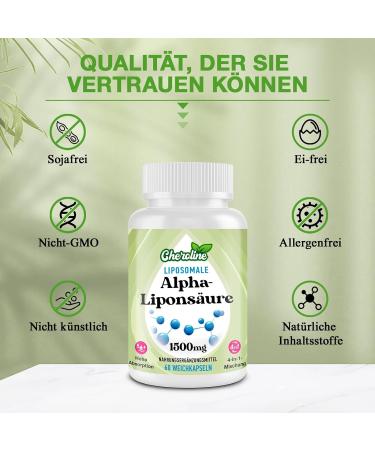 Cheroline Liposomal Alpha Lipoic Acid 1500 mg Soft Capsules | ALA Supplement with Acetyl-L-Carnitine 900 mg Ubiquinol 100 mg & Vitamin E 15 mg for High-Dose Energy Support | 240 Capsules (60 ct x 4 Pack) - International Shipping Available - Buy Online on GoSupps.com