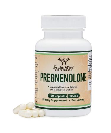 Pregnenolone 100mg per Serving (Converted to Progesterone to Boost Progesterone Levels) - Third Party Tested - 120 Capsules (50mg per Capsule) Non-GMO by Double Wood