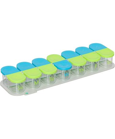 Sagely Smart Active Weekly Pill Box Organizer - AM/PM Planner with Free App & 7 Removable Pods | Green/Blue - International Shipping Available - Buy Online on GoSupps.com