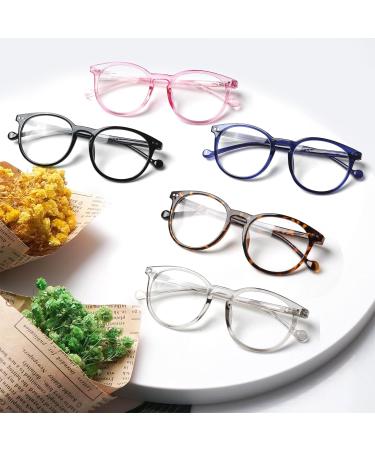 Buy Kerecsen 5 Pack Reading Glasses for Men & Women - Large Frame Round Readers with Spring Hinges - 2.25x Magnification - Stylish Mixed Colors - Buy Online on GoSupps.com