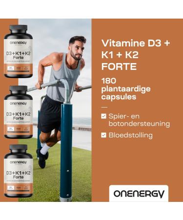 Be Healthy Group doo Vitamins D3 + K1 + K2 FORTE 180 Vegetable Capsules Bone Muscle and Immune Support Vitamin Synergy Blood Clotting Support 6month supply - Buy Online on GoSupps.com