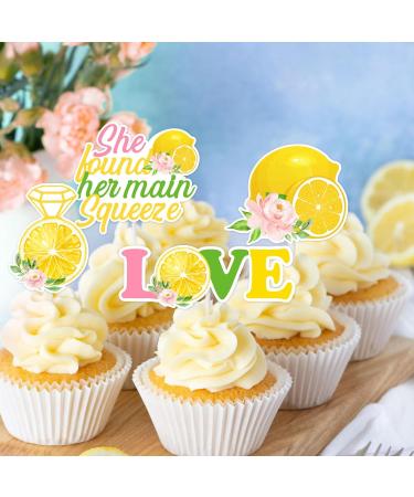 24Pcs Lemon Cupcake Toppers She Found Her Main Squeeze Diamond Ring Lover Cupcake Picks Lemonade Themed Bridal Shower Wedding Engagement Bachelorette Hen Party Cake Decorations Supplies - Buy Online on GoSupps.com
