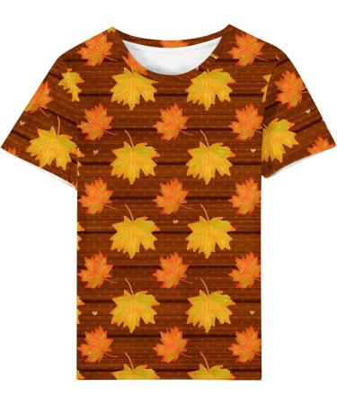 Yihaojia Fall Tops Women Plus Size Halloween/Thanksgiving Tee Shirts Cute Grapchic Short Sleeve Holiday Top Brown#35 Large - Buy Online on GoSupps.com