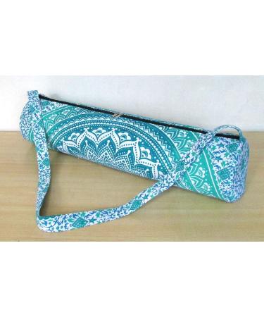 Indian Craft Castle Hippie Yoga Mat Carrier Bag - Green Ombre | Yoga/Gym/Beach Bag with Shoulder Strap - Buy Online on GoSupps.com