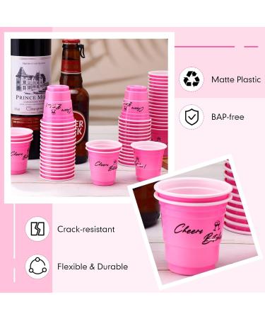 Lounsweer 100 Pcs 2 Oz Disposable Plastic Shot Glasses - Pink Cheerful Party Cups for Bachelorette & Birthday - Buy Online on GoSupps.com