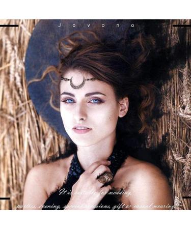 Jovono Boho Head Chain with Crystals - Stylish Bronze & Yellow Headdress for Women & Girls | Fashion Hair Accessories - Buy Online on GoSupps.com