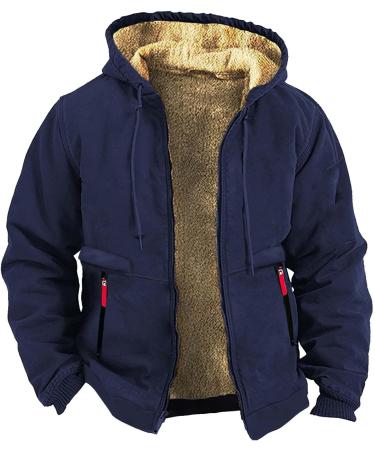 Hanxiulin Oversized Plush Jacket for Men - Warm Lined Fleece Hoodie Slim Fit Trench Coat Winter Outerwear XXL - Buy Online on GoSupps.com