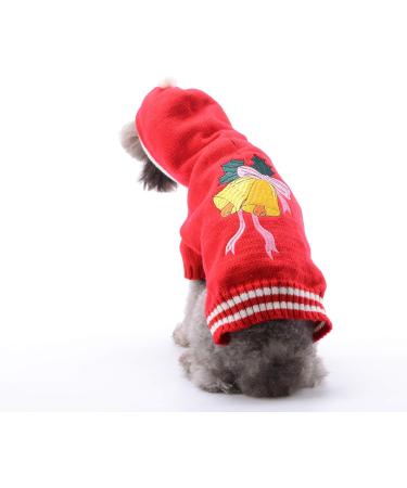 Hrttsy Christmas Dog Sweater - Warm Winter Pullover for Small & Medium Dogs | Cozy Pet Coat with Hood & Red Bell Costume - Buy Online on GoSupps.com