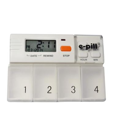 e-Pill MedGlider Pill Organizer Vitamin and Medicine Pill Box Reminder with Attached 4 Compartment Pill Box