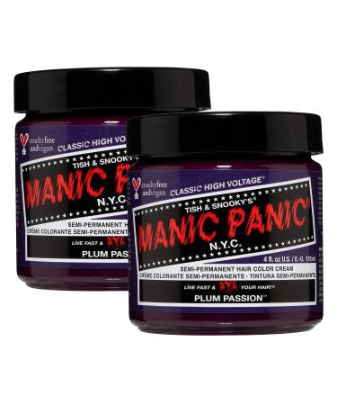 Manic Panic Plum Passion Classic Creme Vegan Cruelty Free Purple Semi Permanent Hair Dye 2 x 118ml Plum Passion 118 ml (2Pack)