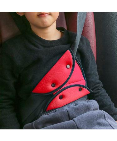 Kid Seat Belt Car Safety Cover Harness Strap Seat Belt Clips Car Safety Kids Seatbelt Shoulder Covers Cars Adjuster Pad for Adults Baby Children red