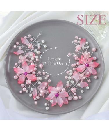 IYOU Flower Girl Hair Accessories Pink Floral Wedding Headband Pearl Wedding Holy Communion Headpiece for Girls - Buy Online on GoSupps.com