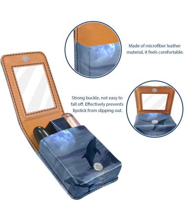 Travel Lipstick Organizer Case | Portable Makeup Bag with Mirror | Sea Sky Space Dolphin Design - Buy Online on GoSupps.com