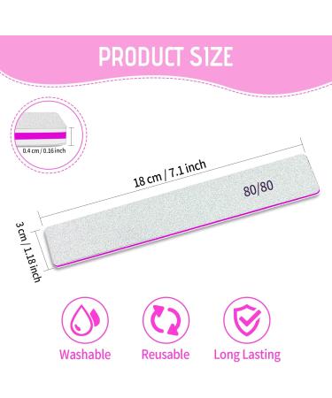 Professional 80/80 Grit Nail Files - Double Sided Emery Board for Acrylic and Gel Nails - Coarse Nail File for Home and Salon Use - 50pcs - Buy Online on GoSupps.com