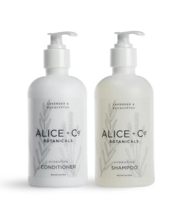 Alice + Co. Shampoo & Conditioner - Fairfield by Marriott - TownePlace - SpringHill - Hotel Bath Amenities - Lavender & Eucalyptus - 8.5 oz Bottles - Hair Care Set