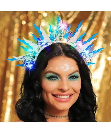 Zoestar Light Up Headband LED Flame Headbands Sparkly Glowing Headpiece Nightclub Party Rave Hair Accessories for Women - Buy Online on GoSupps.com