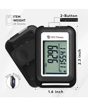 OZO Fitness SC 3D Digital Pedometer for Walking - Track Steps, Miles & Calories - Clip-on Step Counter for Men, Women & Kids - Black - Buy Online on GoSupps.com