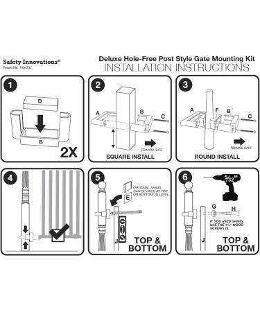 Safety Innovations Stairway Baby Gate Mounting Kit - Fits 2 3/4 to 3 5/8 inch Posts - No Holes, Adhesives, or Screws - Square/Round Tops - 1-Pack - Buy Online on GoSupps.com