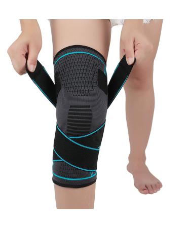 NTRH Knee Support Brace for Women and Men Adjustable Compression Knee Brace for Arthritis Joint Pain Ligament Injury Meniscus Tear ACL MCL Running Sports Squats(single) (XXL Blue) XXL-Blue Blue