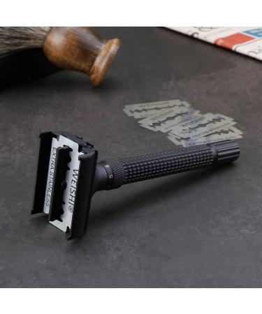 WEISHI Safety Razor Matte Black Butterfly Open Double Edge Adjustable Razor Matte Black - Buy Online on GoSupps.com