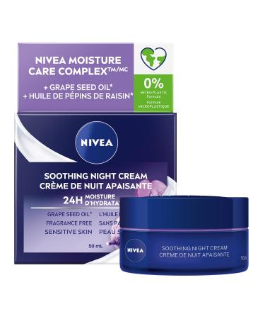 NIVEA Soothing Night Face Cream 24H Moisture 50 mL | Night Face Moisturizer for Sensitive Skin with Grape Seed Oil Night Cream