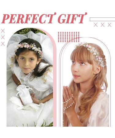 Retrowavy Pink Flower Girl Headpiece Set - Rhinestone Crystal Wedding Bridal Headbands for Girls and Babies - Buy Online on GoSupps.com