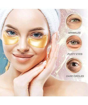 Houmai Gold Eye Mask - Anti-Aging 24k Gold Essence Eye Patch for Dark Circles Puffiness & Moisturizing Skin Care (2 Boxes) - All Skin Types - Buy Online on GoSupps.com