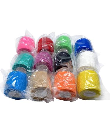 MANSHU Self-Adhesive Cohesive Wrap Bandage Tape - 12 Rolls, 2 x 5 yards, Assorted Colors - Buy Online on GoSupps.com