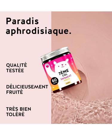 7eme Ciel - Gummies Maca 300 MG - nergie et Vitalit - Avec Tribulus Terrestris Zinc et Safran - Endurance Physique et Performance - V gan - Sans Gluten ni Lactose - 60 unit s - Bears with Benefits NEW - Buy Online on GoSupps.com