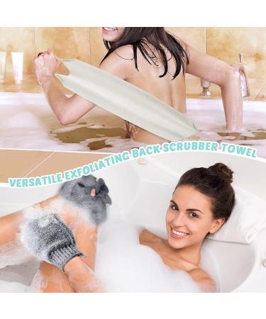 Exfoliating Back Scrubber Set - 8 Pieces with Stretchable Handles and Bath Gloves for Women, Men, and Children - Bright Color Washcloth Included - Buy Online on GoSupps.com