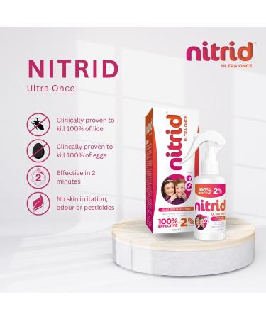 Nitrid Ultra Head Lice Treatment Spray & Comb - 100% Effective on Lice & Eggs | 2mins Treatment | Includes 120ml Spray & Nit Comb | 2023 New Formulation - Buy Online on GoSupps.com
