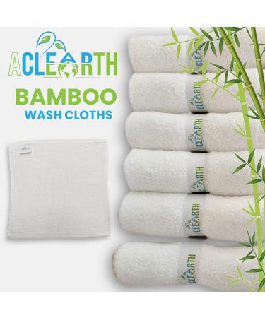 ACLEARTH White Bamboo Wash Cloths (6 pc) | Soft Face Wash Cloth Set for Sensitive Skin | Makeup Removal | 25 x 25cm | Ideal for Adults, Babies, and Kids - Buy Online on GoSupps.com