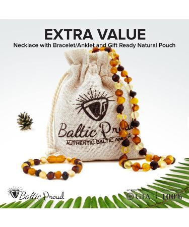 Certified Raw Baltic Amber Necklace and Bracelet Set - Unisex Gift (12.5/5.5) | Premium Quality Amber - Buy Online on GoSupps.com