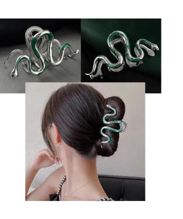 Green Snake Design Metal Hair Claw Clips - Non Slip, 4.3 Inches - Halloween Gothic Hair Accessories for Women and Girls - Buy Online on GoSupps.com