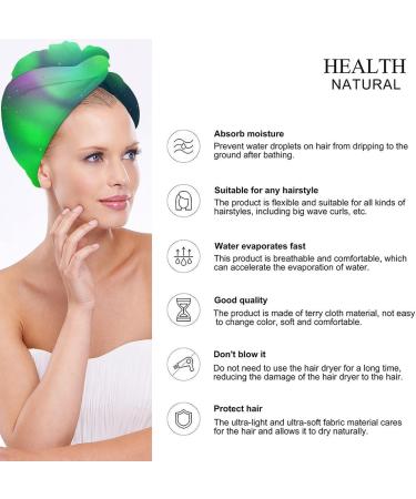 Green Aurora Microfiber Hair Towel Wrap for Women | Super Absorbent Hair Turban 10x26 Inch - Buy Online on GoSupps.com
