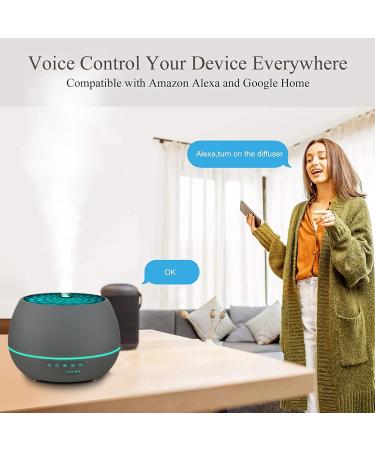 Smart Aroma Diffuser with App & Alexa Control | 500ml Essential Oil Humidifier | 7 Color LED Timer Waterless Auto-Off Ultra Quiet - Cement Gray - Buy Online on GoSupps.com