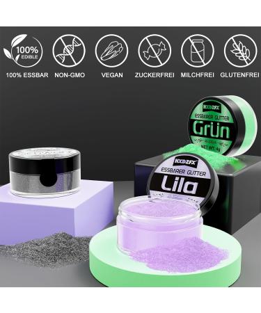 Edible Glitter for Drinks - 3 Colors Tasteless Food Color Powder for Cocktails Chocolate & Fondant - 4G - Buy Online on GoSupps.com