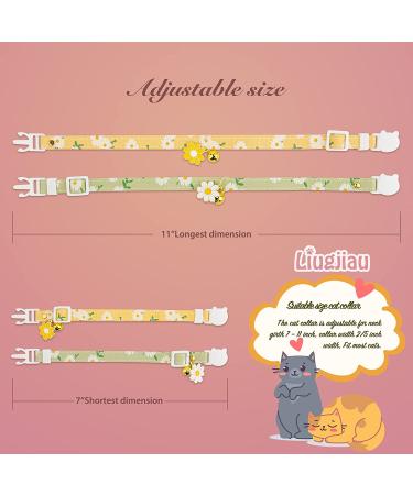 Liugjiau 2 Pack Cotton Cat Collar Breakaway with Bell - Cute Kitten Collar for Girl and Boy Cats - A-Yellow&Green - Buy Online on GoSupps.com