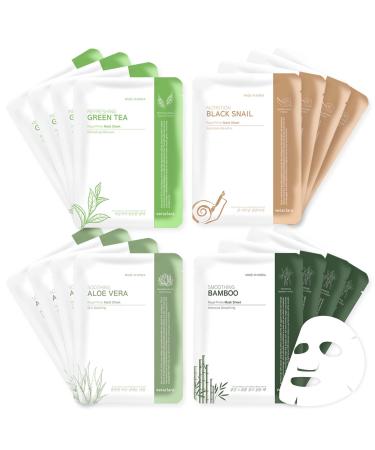Veraclara Facial Mask Sheet | Korean Skincare | Lighten Moisturize Firming Skin | Diminish Dark Spot & Circles (16REALCOMBO)