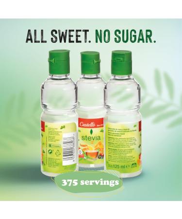 Castello since 1907 Stevia Liquid Drops 125 ml | 375 servings | 10 drops 1 teaspoon of sugar | Zero Calorie Sugar Substitute | 0 Calories - 0 Glycemic Index - 0 Net Carbohydrates - Keto - Buy Online on GoSupps.com