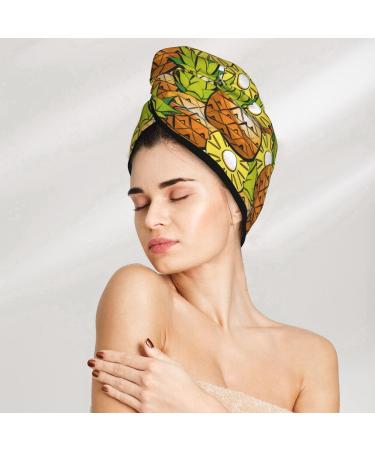 Hair Towel Wrap - Quick Drying Hair Turban with Button | Tropical Summer Fruit - Ideal for Fast Hair Drying - Buy Online on GoSupps.com