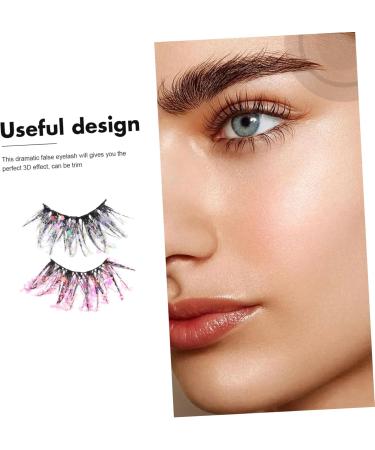 Beavorty 2 Pairs Fake eyelashes colored lash extensions glitter false eyelashes reusable black eyelashes adhesives false eyelashes 3D False Lash Luminous Eyelashes Christmas fiber Miss - Buy Online on GoSupps.com