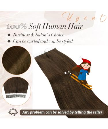 Ugeat Dark Brown Tape Hair Extensions 30 cm - 100% Remy Human Hair Seamless 20pcs 50g Natural Straight #4 - Buy Online on GoSupps.com