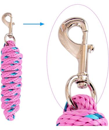 Merauno Lead Rope for Horse - Tie Rope in Various Stylish Designs Lead Lead Tie Rope Pony Donkey Goat Long Knit with Carabiner Hook (Pink Carabiner Hook) pink Carabiner hook - Buy Online on GoSupps.com