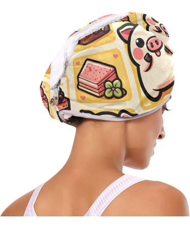Super Absorbent Cute Pig Hair Towel 2 Pack - Quick Dry Hair Turbans for Women & Girls | International Shipping - Buy Online on GoSupps.com