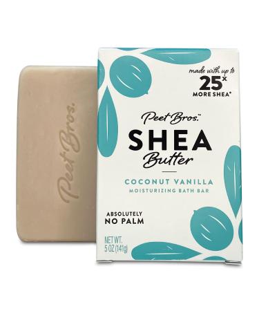 Peet Bros | Shea Butter Moisturizing Soap Bar | Always Palm Oil-Free | 5 oz - Coconut Vanilla Coconut Vanilla Single